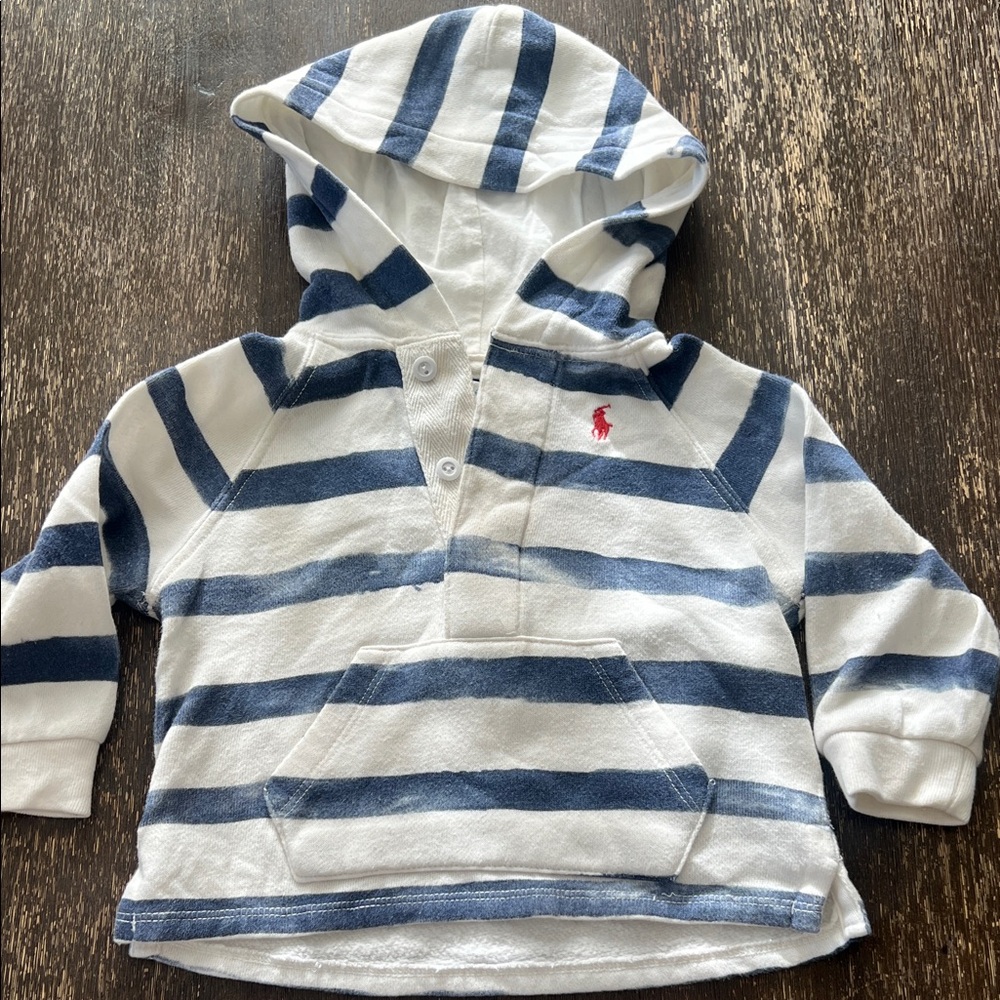Ralph Lauren Blue and White Striped Kids Hoodie